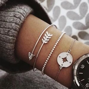 Silver Compass bracelet set!